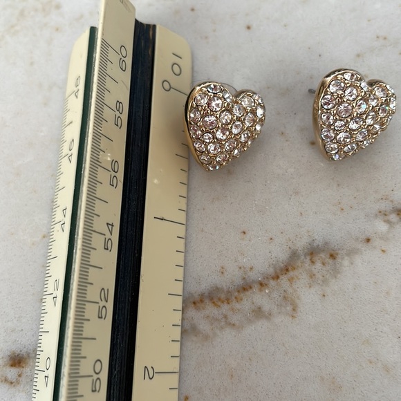 Swarovski Pave Crystal Heart Earrings Pierced - Picture 9 of 9